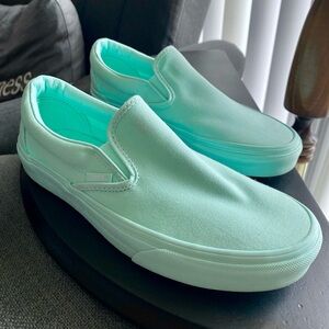 Vans Mint Green Solid Classic Slip-On Skate shoes Rare Mono color Unisex